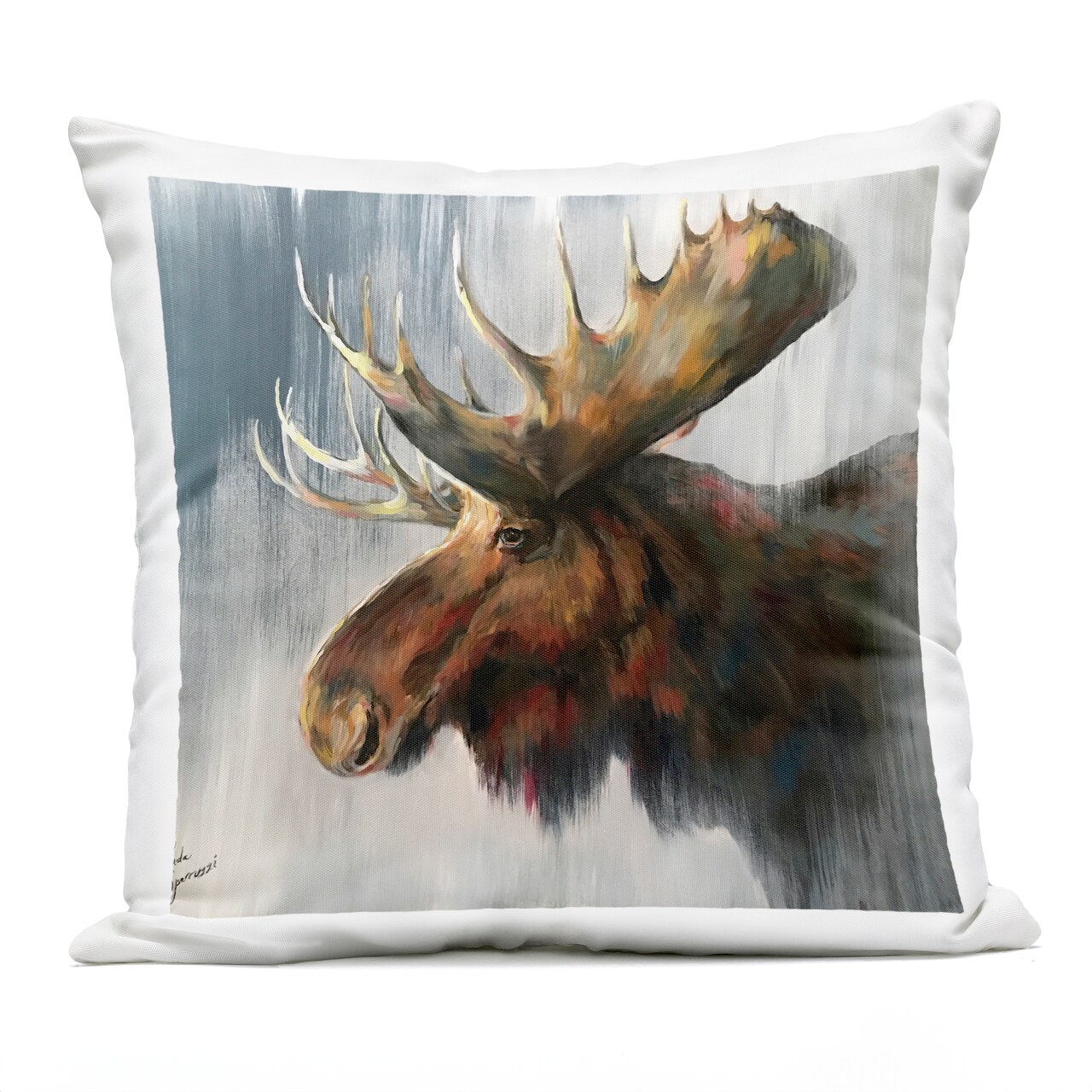 Stupell Industries Samuel Modern Moose Portrait Outdoor Printed Pillow, design by Linda Sperruzzi, 18 x 7 x 18